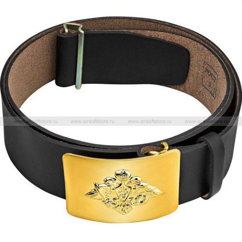 Ремень поясной кожаный РПС-07-10, пряжка "ВС РФ" (Black)