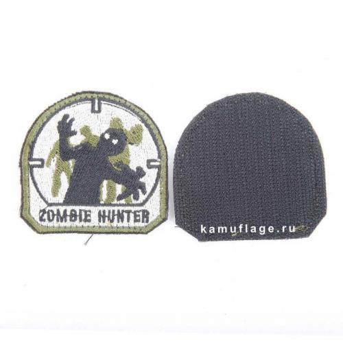 Шеврон Камуфляж Ру Zombie Hunter 6х6 см олива/черный/белый
